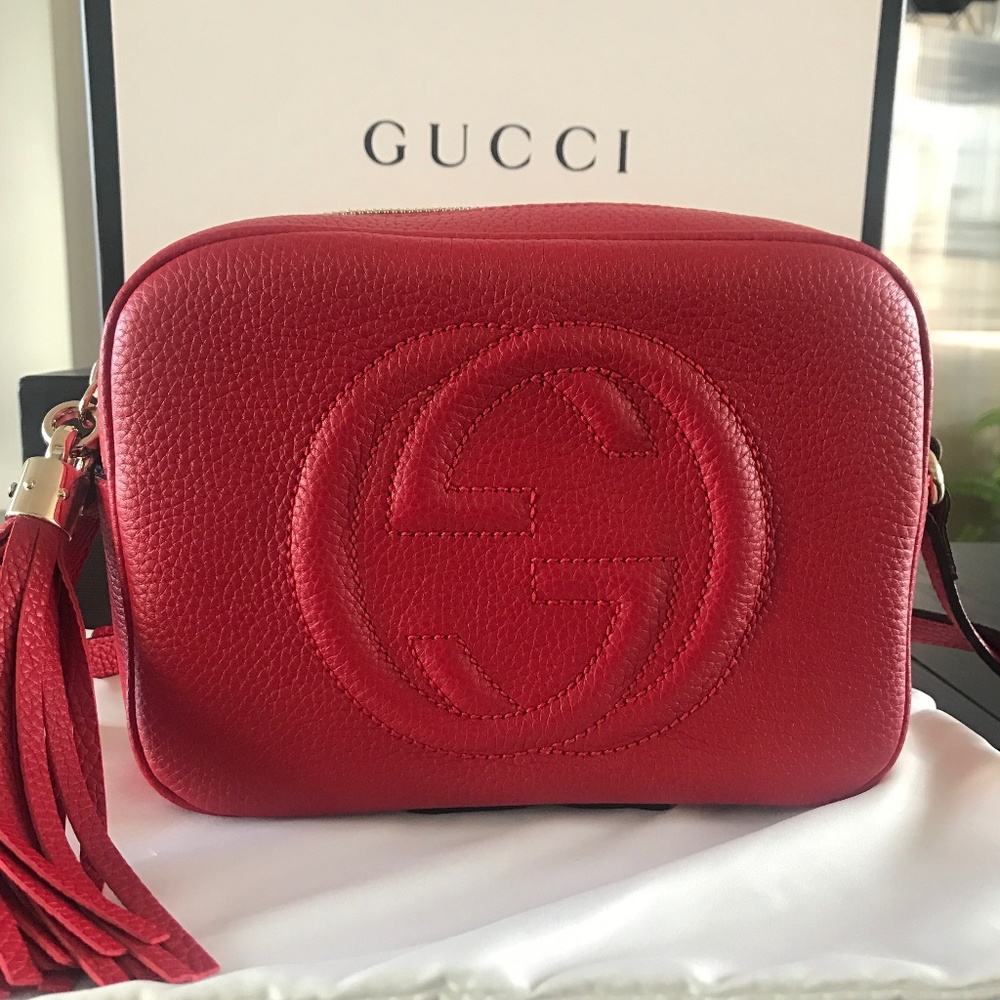 Gucci Soho Leather Disco Bag, Red NEW with Tag